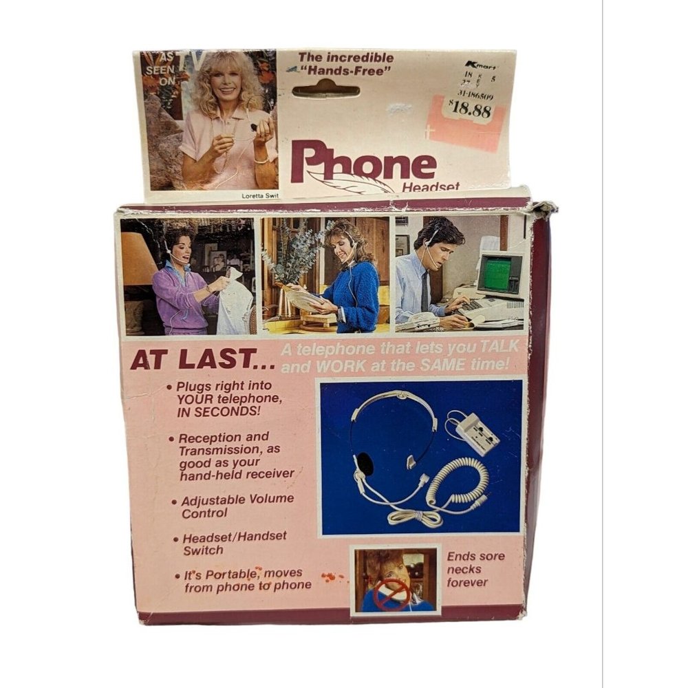 Feather Weight Desk Phone Headset Vintage 1980s In Box National NOS Prop